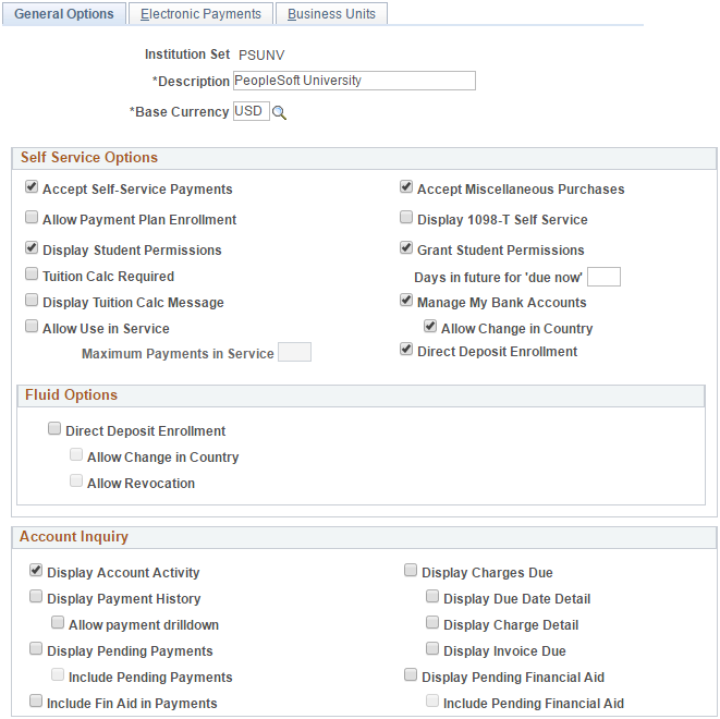General Options page (1 of 2)