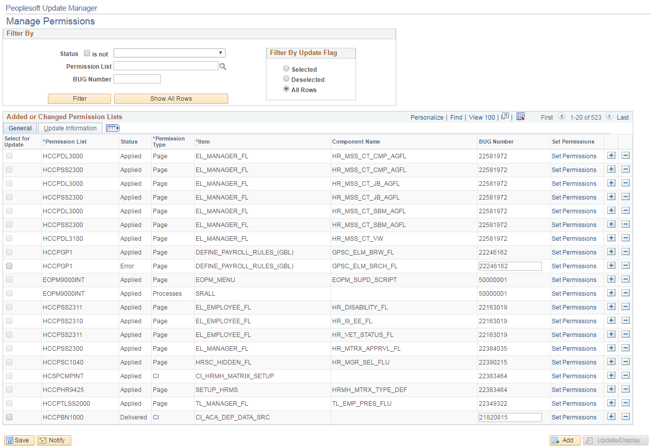 Manage Permissions Page