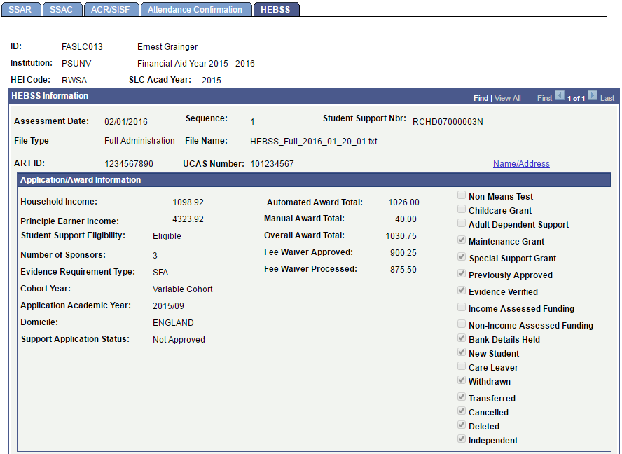 HEBSS (Higher Education Bursary and Scholarship Scheme) page (1 of 2)