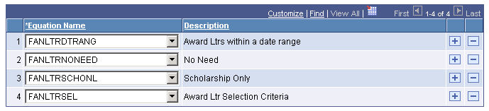 forms engine Award notification selection equations page