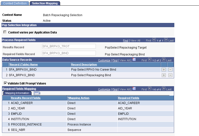 Selection Mapping page