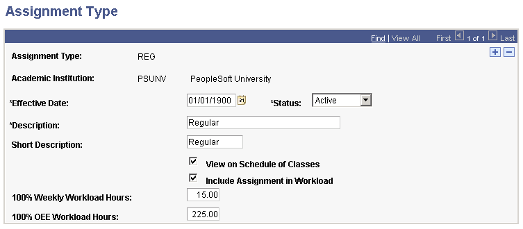 Assignment Type page