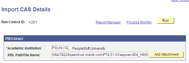 Import CAS Details page