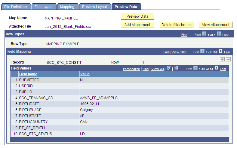 Preview Data page