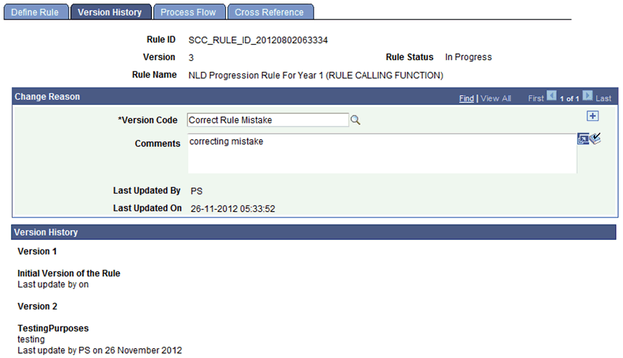 Version History page