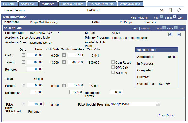 Statistics page