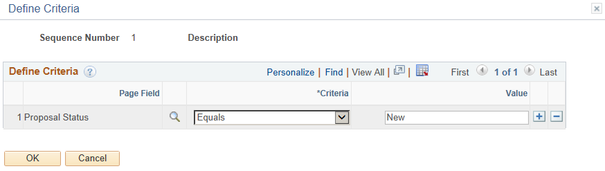 Define Criteria page