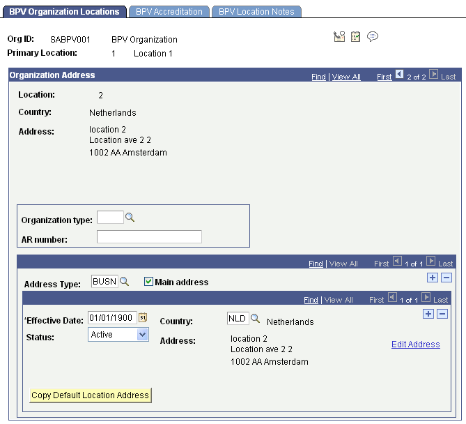 BPV Organization Locations page