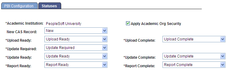 Statuses page