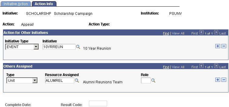 Action Info page