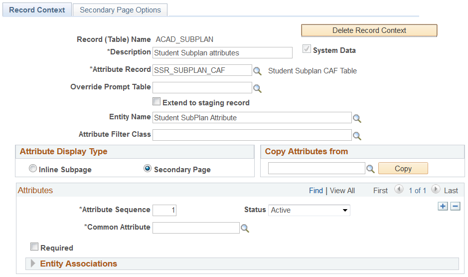 Record Context page
