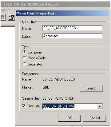 Overriding Search Record for SCC_DA_SS_ADDRESS Menu