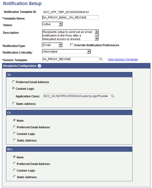 Notification Setup page for DA_PROXY_EMAIL_ON_REVOKE