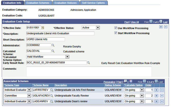 Evaluation Info page: Rules Engine integration, Early Result Rule Group with Calculated Scheme