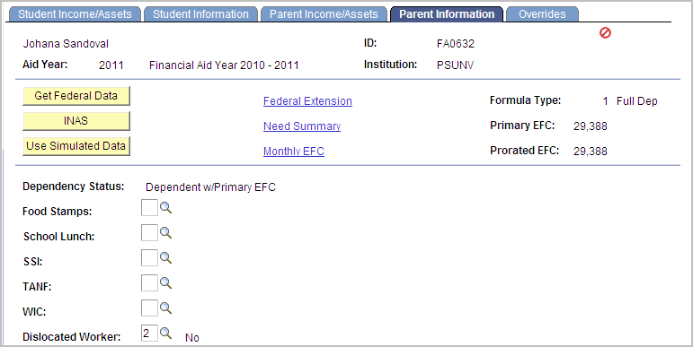 Parent Information page