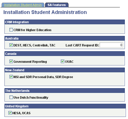 SA Features page