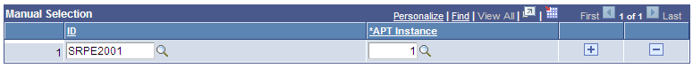 Delete Planning Nodes page Manual Selection grid
