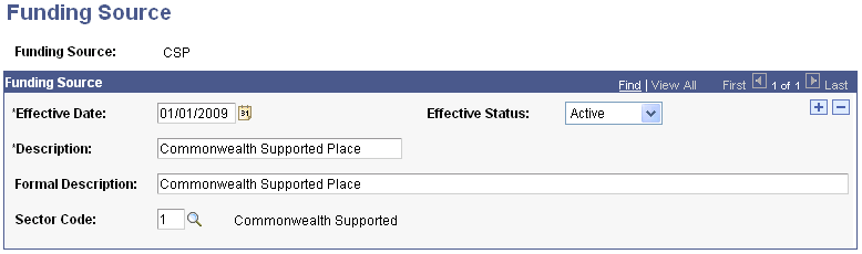 Funding Source page