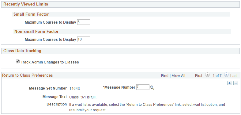 Class Search Setup page 2 of 2