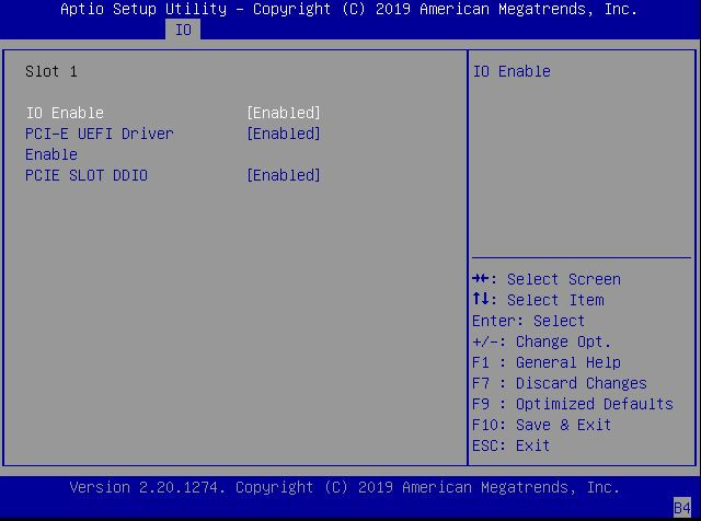 image:This figure shows the IO resource allocation screen within the                                 IO Menu.