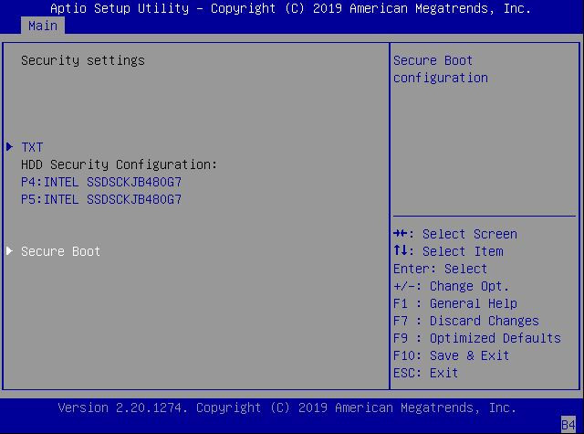 image:This figure shows the Security Settings screen within the Main                                 Menu.