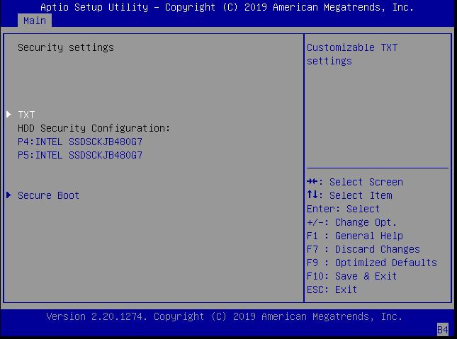 image:This figure shows the Security Settings screen within the Main                                 Menu.