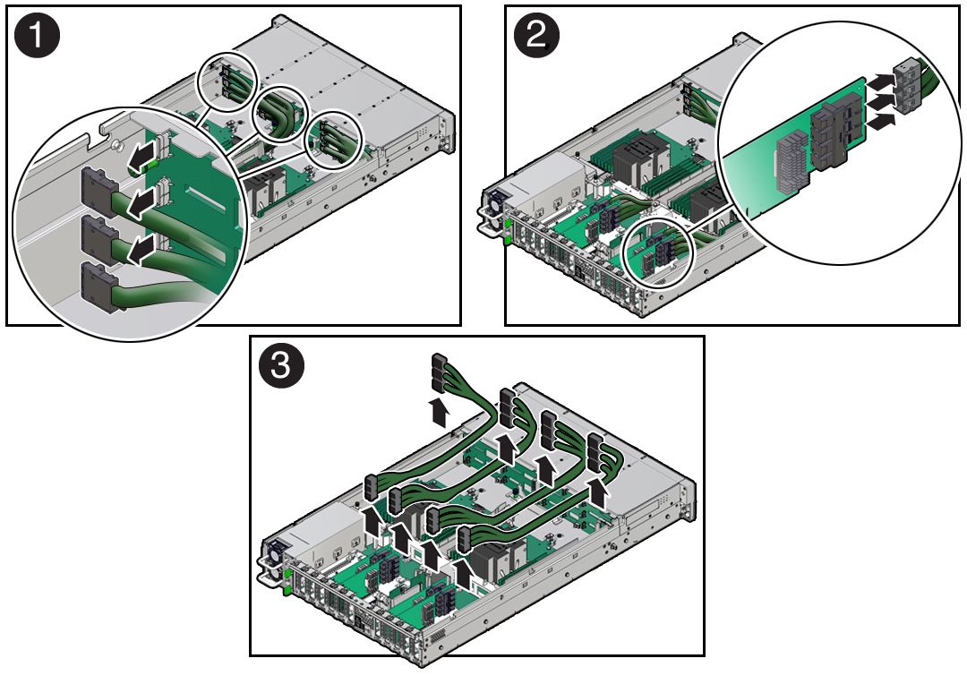 image:Figure showing NVMe cables being removed from the server.