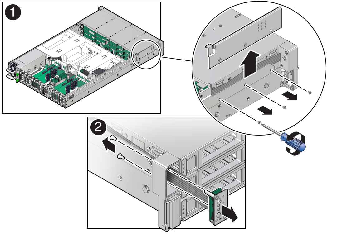 image:Figure showing the removal of the front LED indicator                             module.