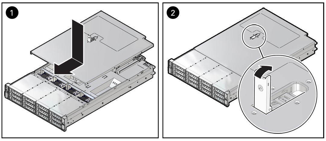 image:Figure showing the server top cover being installed.
