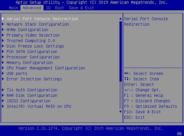 image:This figure shows the BIOS Advanced Menu image.