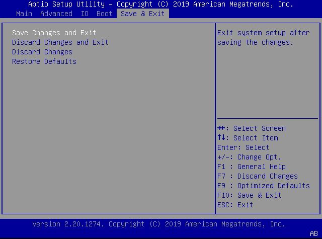 image:This figure shows the Save and Exit Menu image.