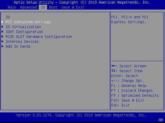 image:This figure shows the BIOS IO Menu image.