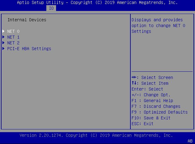 image:This figure shows the Internal Devices screen within the IO                                 Menu.