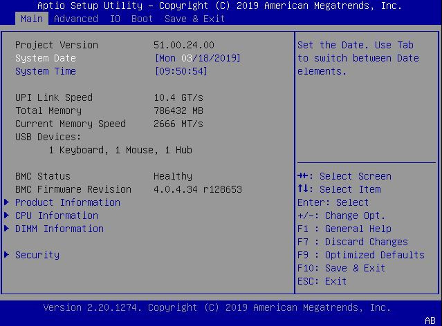 image:This figure shows the BIOS Main Menu screen.