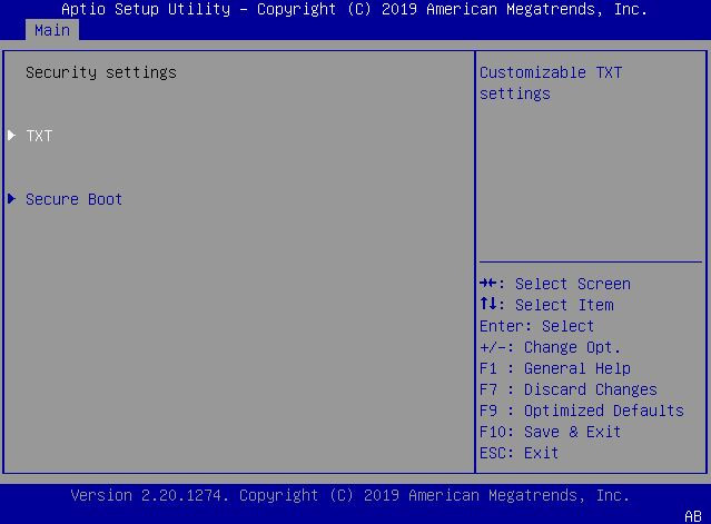 image:This figure shows the Security Settings screen within the Main                                 Menu.