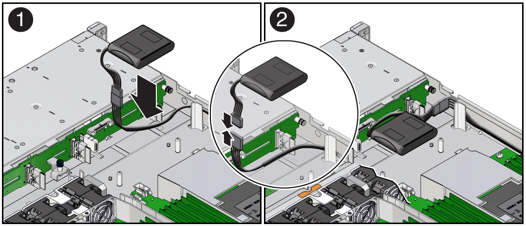 image:Figure showing how to install the super capacitor in the                                     server.