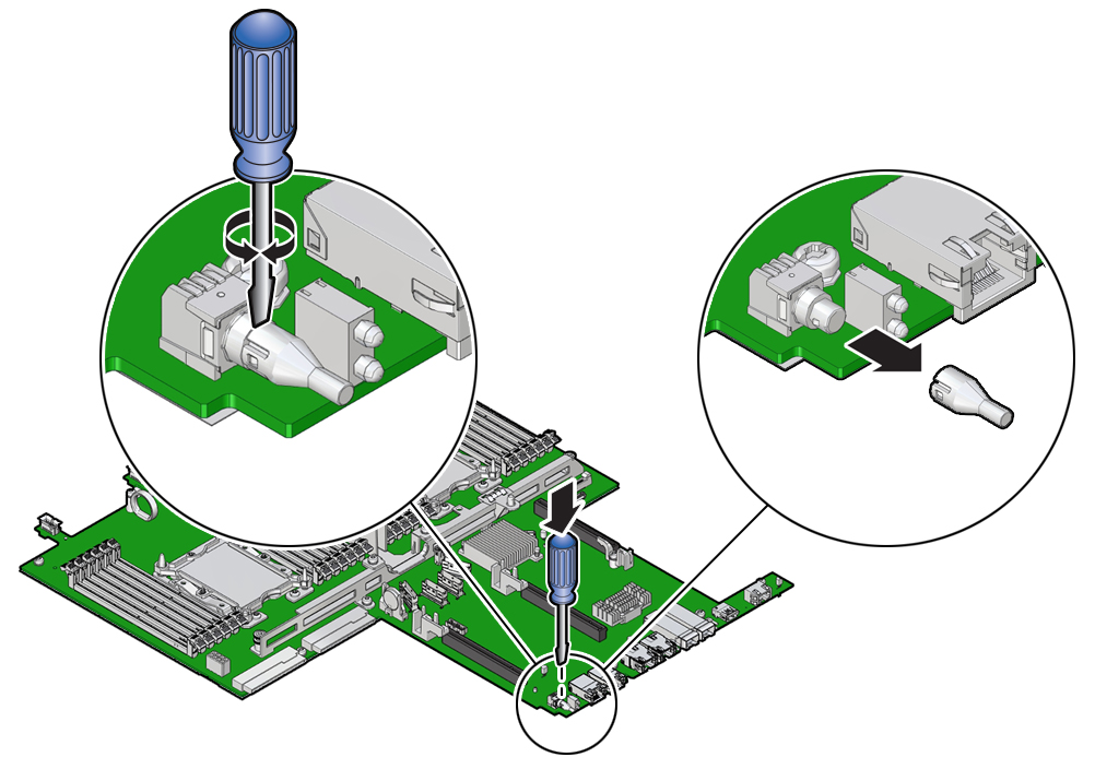 image:Picture showing the location of the light pipe, and                                             the motion to remove it.