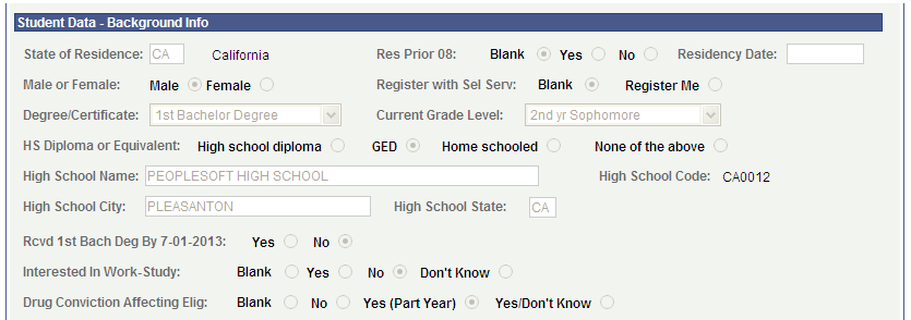 FAFSA (Free Application for Federal Student Aid) Student Information page (2 of 4)