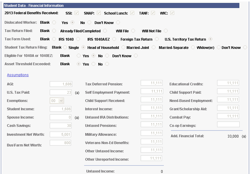 FAFSA (Free Application for Federal Student Aid) Student Information page (3 of 4)