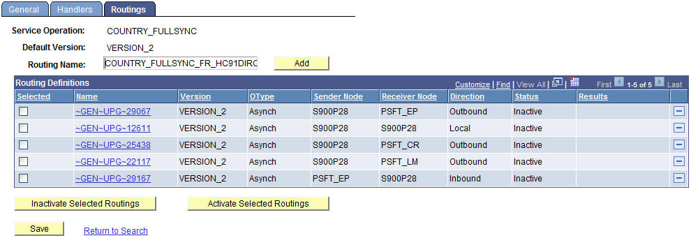 Service Operation Routings page