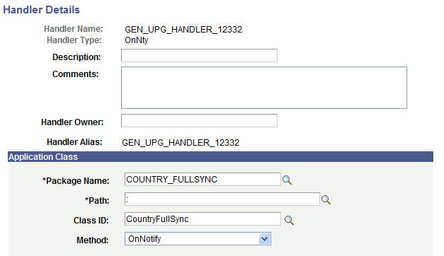 Handler Details page