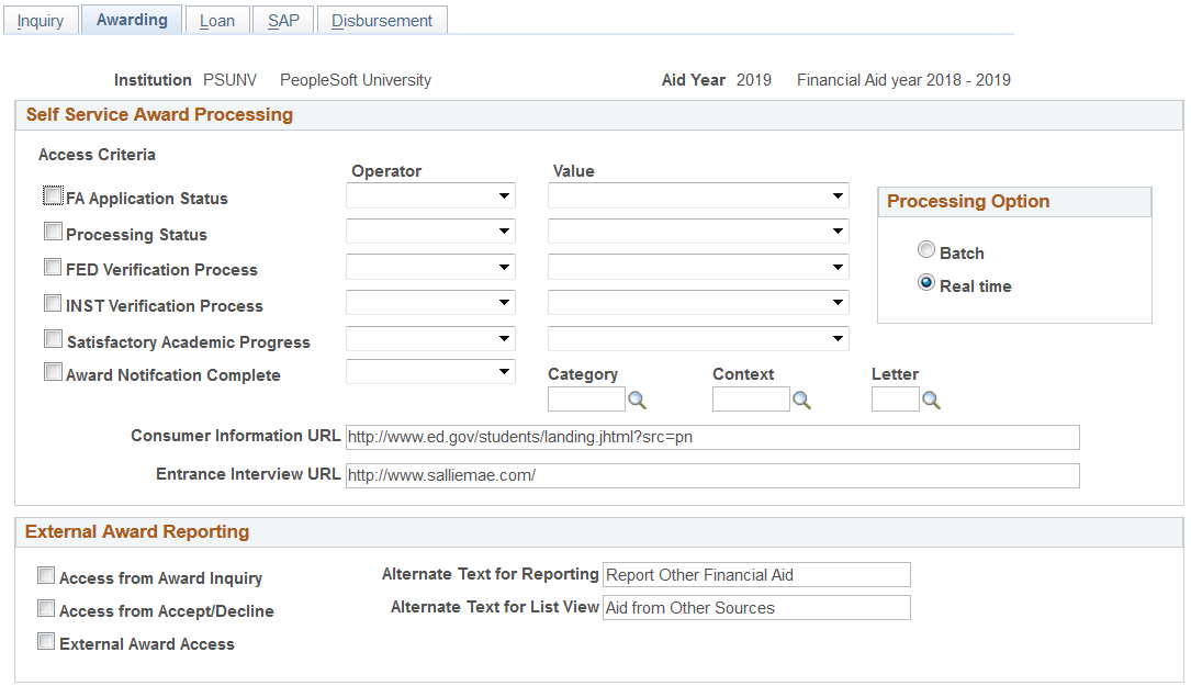 Awarding page
