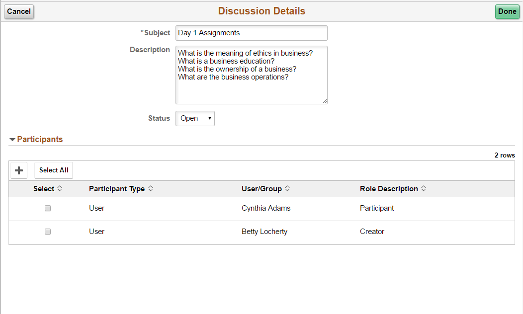 Discussion Details Page.