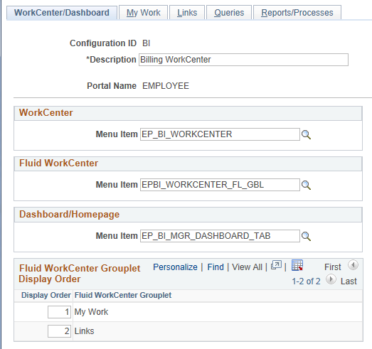 Configure Pagelets - WorkCenter/Dashboard page