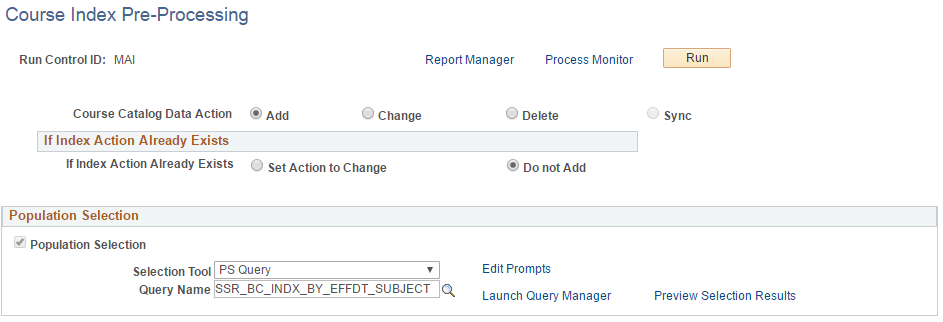 Course Index Pre-Processinge page
