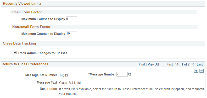 Class Search Setup page 2 of 2