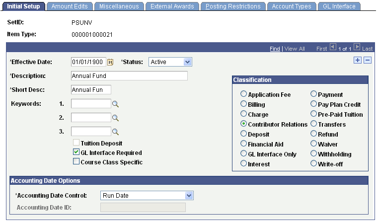Initial Setup page