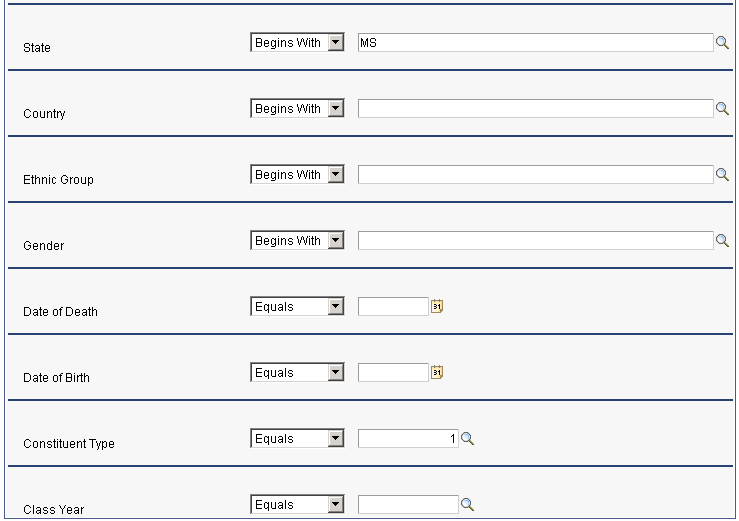 Search Criteria page (2 of 2)