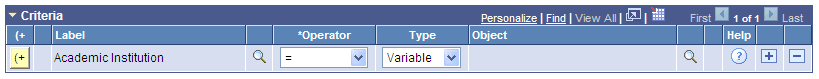 Example of Criteria Grid - Label Populated