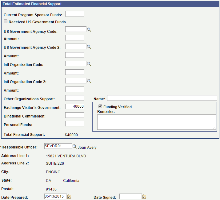 DS-2019 (Certificate of Eligibility for Exchange Visitor (J-1) Status) Form page (3 of 4)